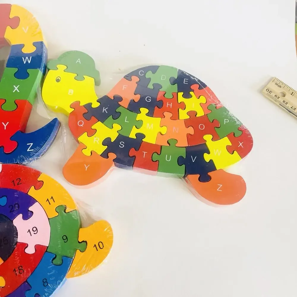 3 Alphabet & Number‎ Jigsaw Puzzle Animal Wooden Puzzle Snake Snail Turtle